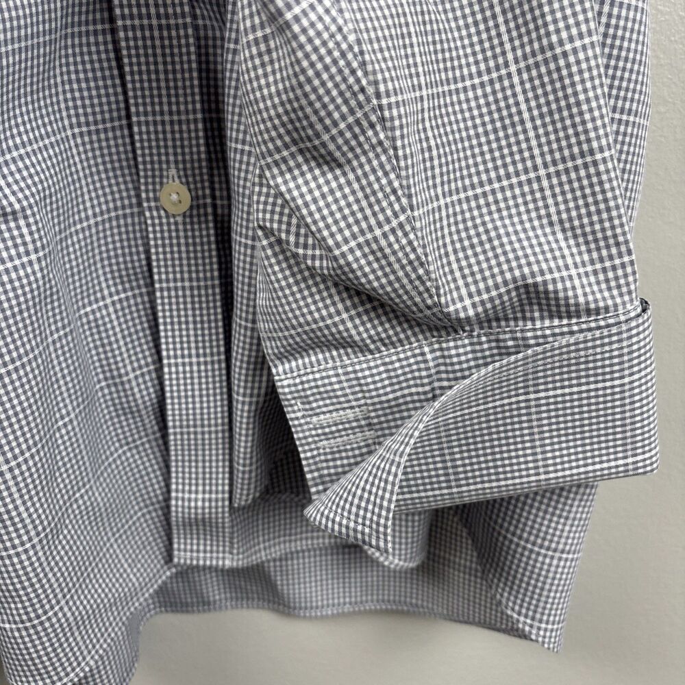 Charles Tyrwhitt Shirt Men 17-43” FRENCH CUFFS Extra Slim Fit Gray Tattersall LS - Picture 4 of 10